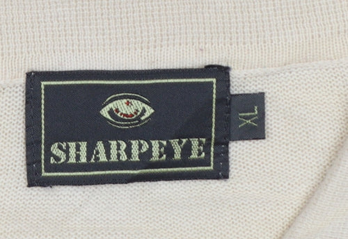 Sharpeye Men's Ivory Cotton Knit Polo Shirt XL Pocket Short Sleeve