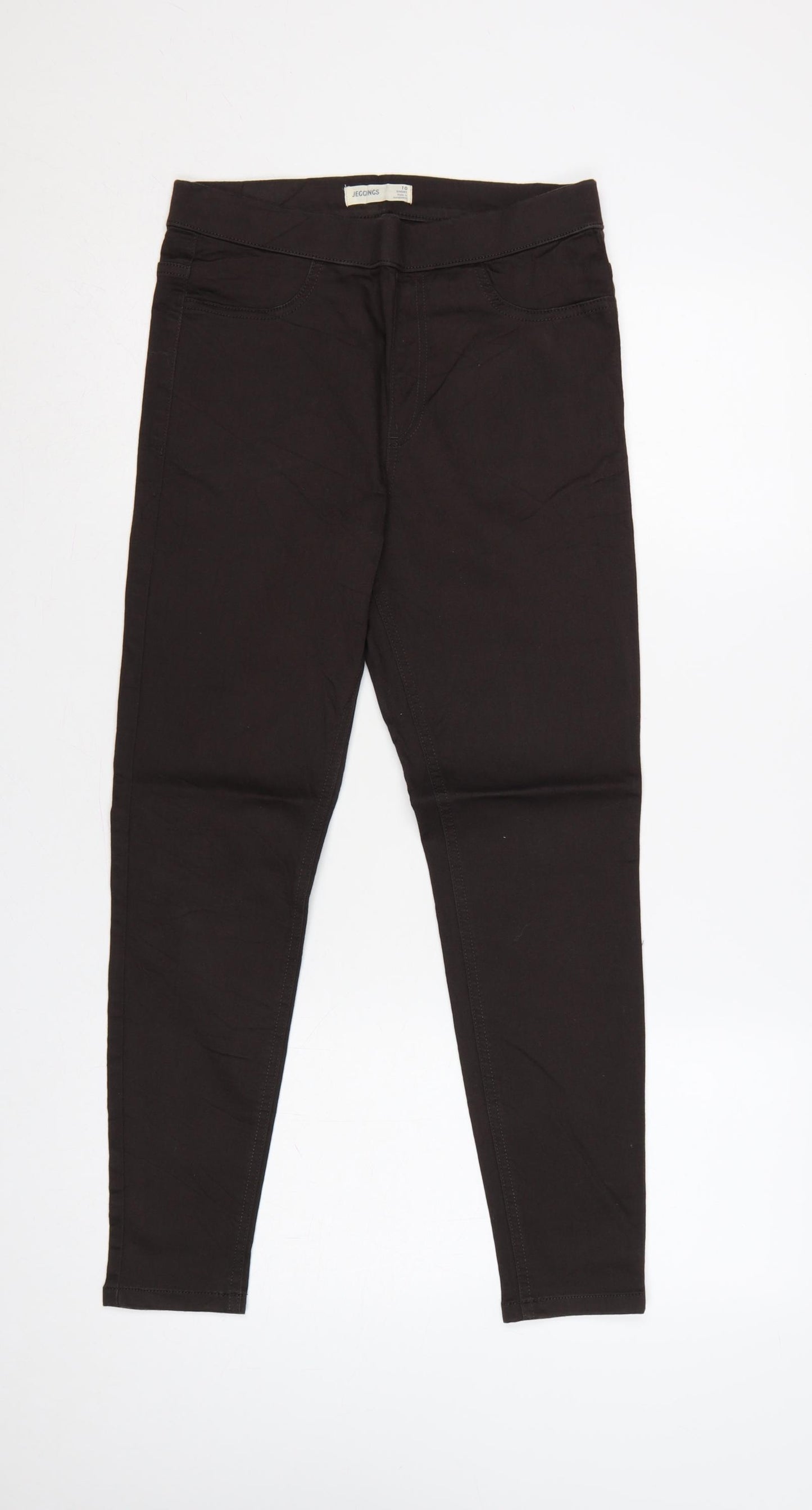 Marks & Spencer Women Brown UK 10 Short Skinny Stretch Jeggings