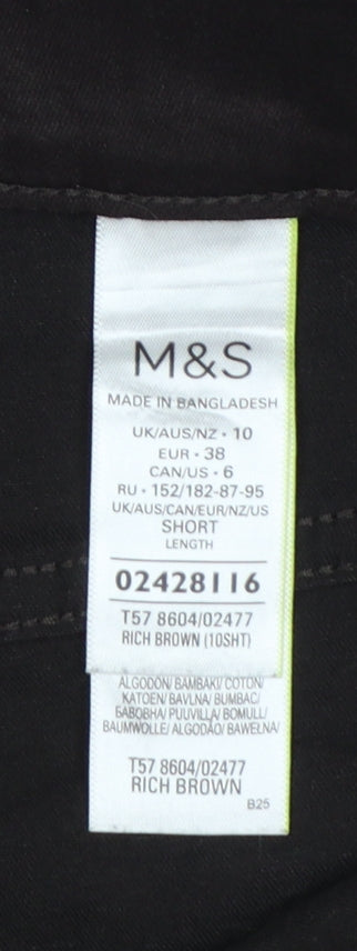 Marks & Spencer Women Brown UK 10 Short Skinny Stretch Jeggings