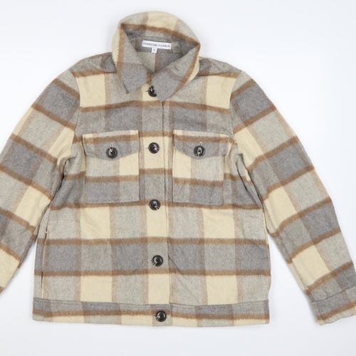 Charcoal & Chalk Women's Grey Check Basic Jacket UK 12 Button Pockets