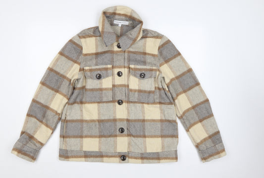 Charcoal & Chalk Women's Grey Check Basic Jacket UK 12 Button Pockets