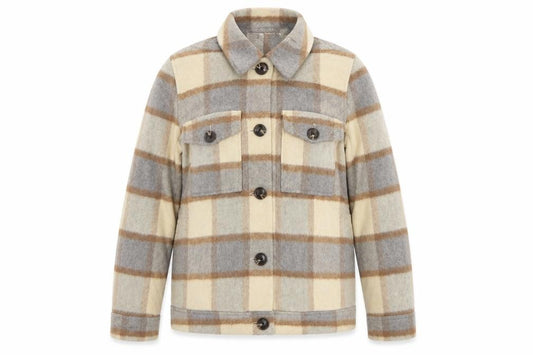 Charcoal & Chalk Women's Grey Check Basic Jacket UK 12 Button Pockets