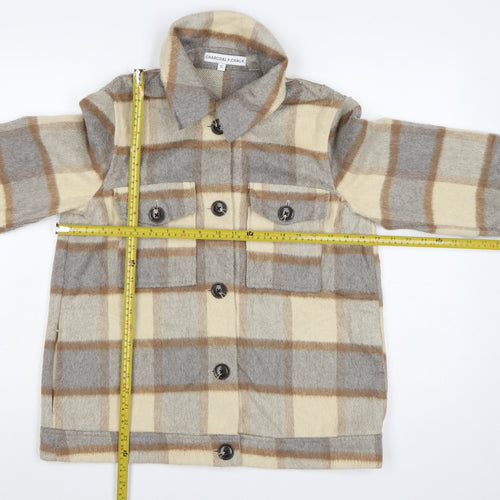 Charcoal & Chalk Women's Grey Check Basic Jacket UK 12 Button Pockets