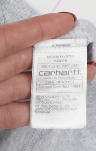 Carhartt Men Grey M Standard Crew Neck Logo T-Shirt