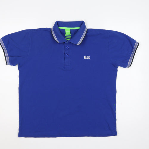 Hugo Boss Men’s Blue XL Modern Fit Logo Cotton Polo Shirt