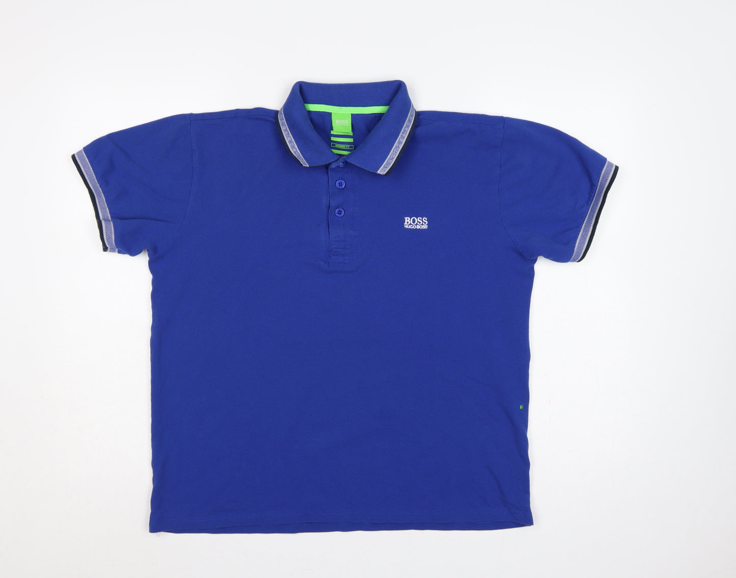 Hugo Boss Men’s Blue XL Modern Fit Logo Cotton Polo Shirt