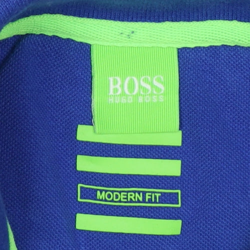 Hugo Boss Men’s Blue XL Modern Fit Logo Cotton Polo Shirt