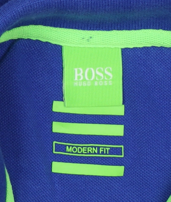 Hugo Boss Men’s Blue XL Modern Fit Logo Cotton Polo Shirt