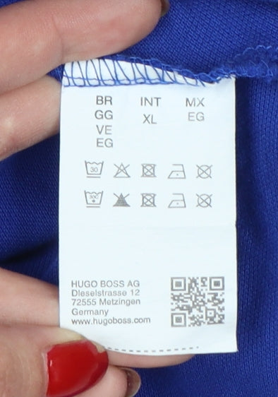 Hugo Boss Men’s Blue XL Modern Fit Logo Cotton Polo Shirt