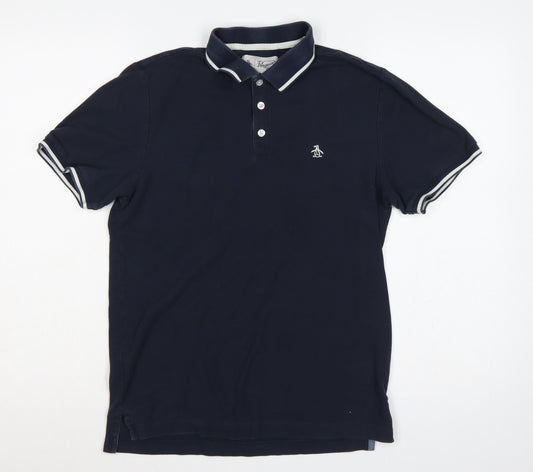 Original Penguin Men’s Blue S Cotton Logo Short Sleeve Polo Shirt
