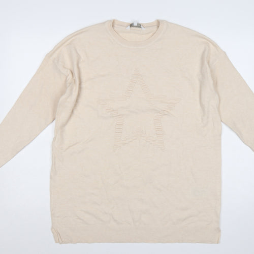 Amara Reya Women’s Beige Star Knit Tunic Jumper S-M