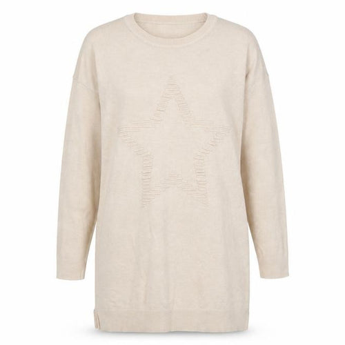 Amara Reya Women’s Beige Star Knit Tunic Jumper S-M