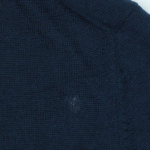 Gap Mens Blue Merino Wool L V-Neck Button Cardigan Pockets