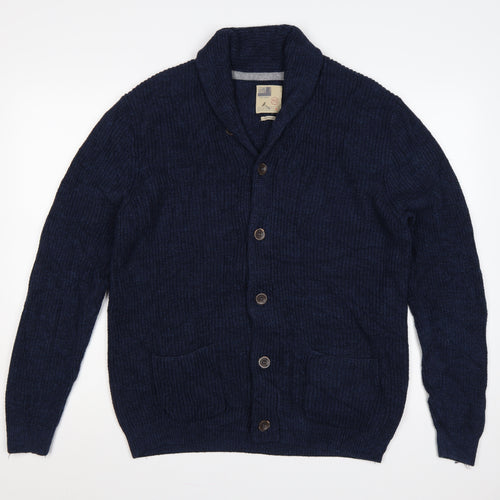 North Coast Men’s Blue Large Chunky Knit Shawl Collar Cardigan