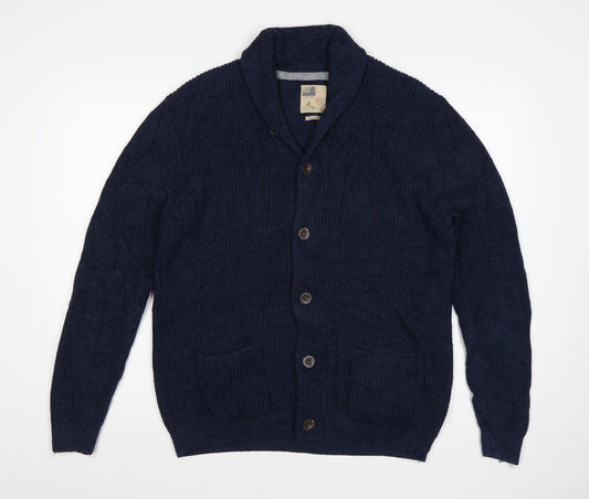 North Coast Men’s Blue Large Chunky Knit Shawl Collar Cardigan