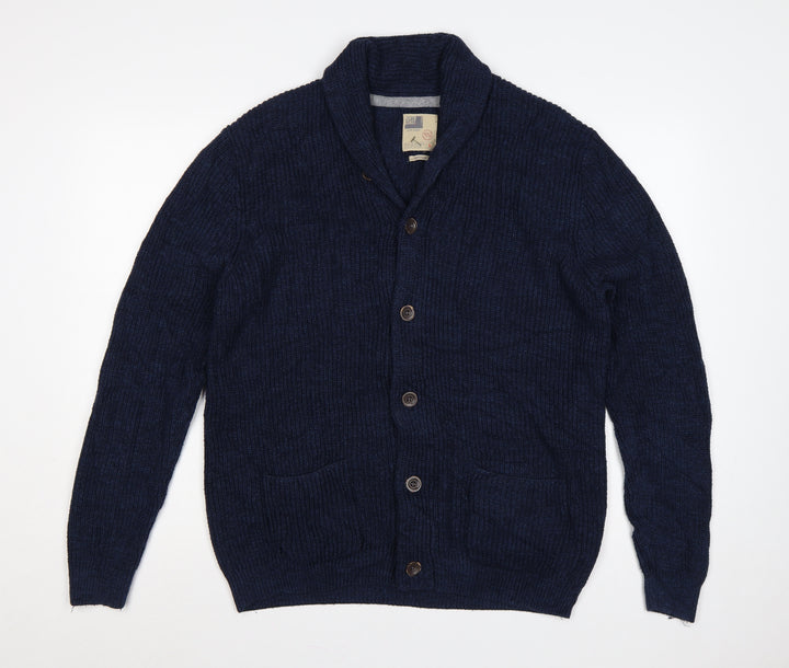 North Coast Men’s Blue Large Chunky Knit Shawl Collar Cardigan