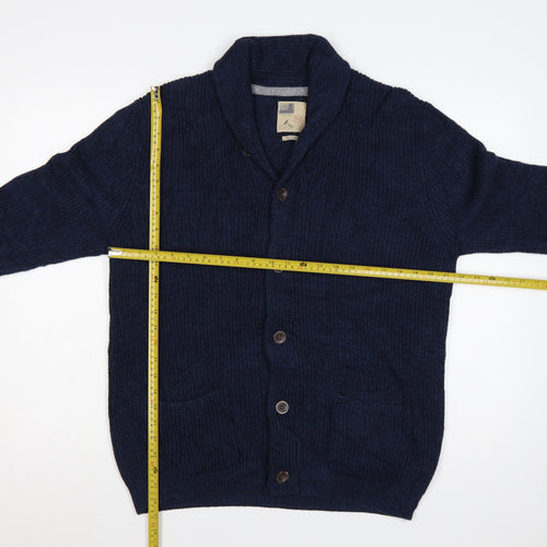 North Coast Men’s Blue Large Chunky Knit Shawl Collar Cardigan
