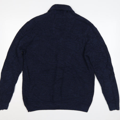 North Coast Men’s Blue Large Chunky Knit Shawl Collar Cardigan