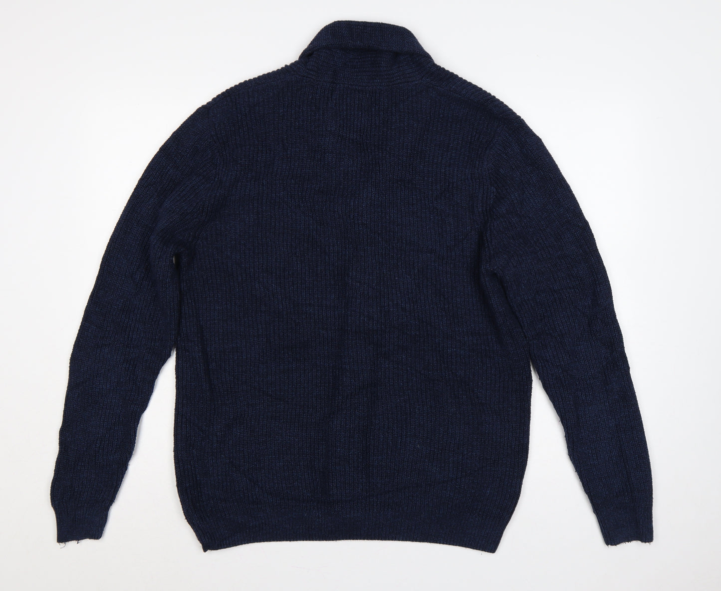 North Coast Men’s Blue Large Chunky Knit Shawl Collar Cardigan