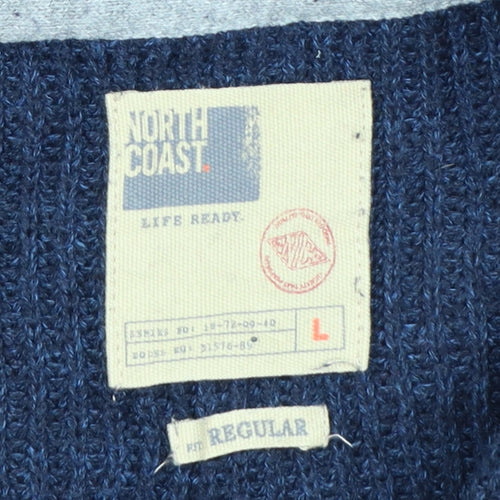 North Coast Men’s Blue Large Chunky Knit Shawl Collar Cardigan