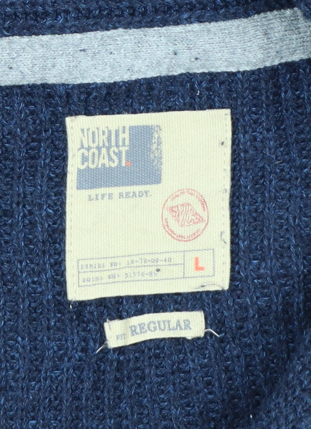 North Coast Men’s Blue Large Chunky Knit Shawl Collar Cardigan