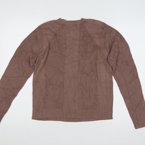 Per Una Women Brown Size 14 Rib Knit Henley Button Jumper