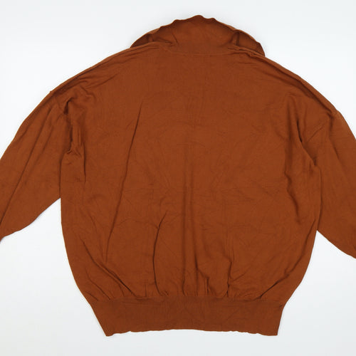 Next Women Brown XL UK 22 Collared V-Neck Lightweight Knit Jumper