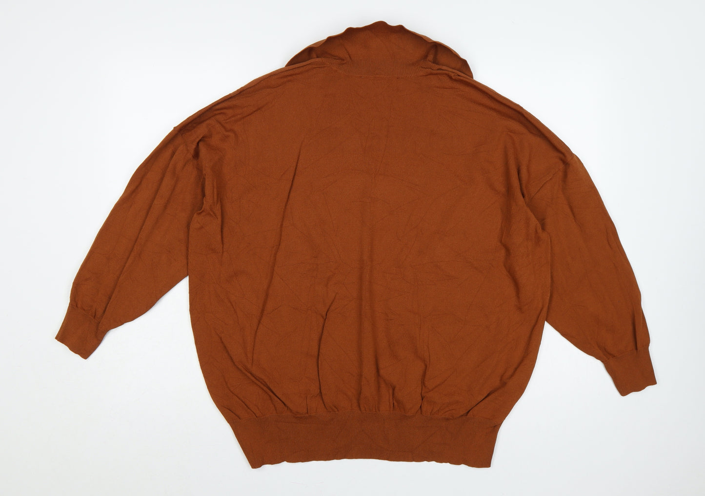 Next Women Brown XL UK 22 Collared V-Neck Lightweight Knit Jumper