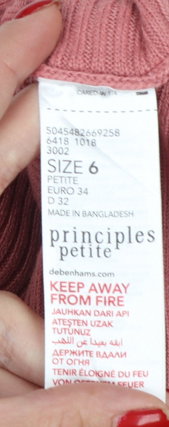 Principles Petite Women’s Pink Rib Knit Pullover Jumper UK 6