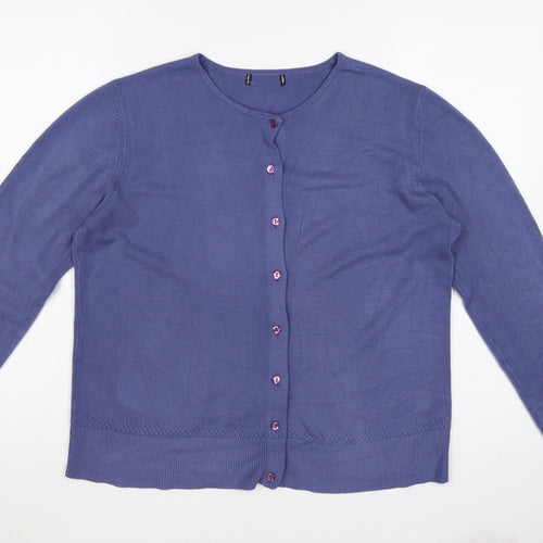 Debenhams Women Blue Size 16 Button Front Knit Cardigan