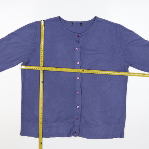 Debenhams Women Blue Size 16 Button Front Knit Cardigan
