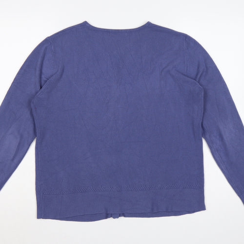 Debenhams Women Blue Size 16 Button Front Knit Cardigan