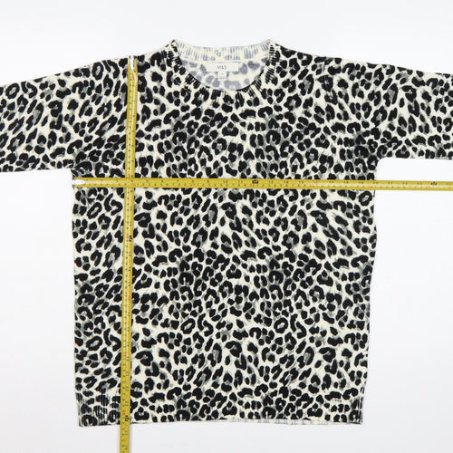 Marks & Spencer Women's Black Leopard Print Pullover Jumper UK 10