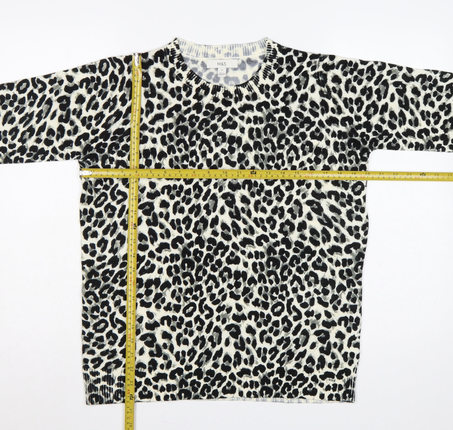Marks & Spencer Women's Black Leopard Print Pullover Jumper UK 10