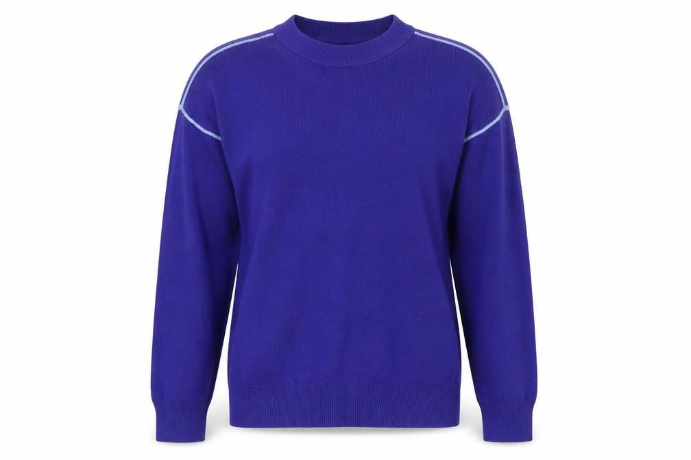 Front view of Marks & Spencer Women Purple M Crew Neck Knit jumper Contrast Trim