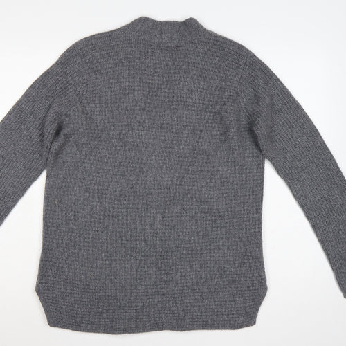 Jigsaw Women’s Grey Cashmere Wool Open Cardigan Size 14 V-Neck Knit