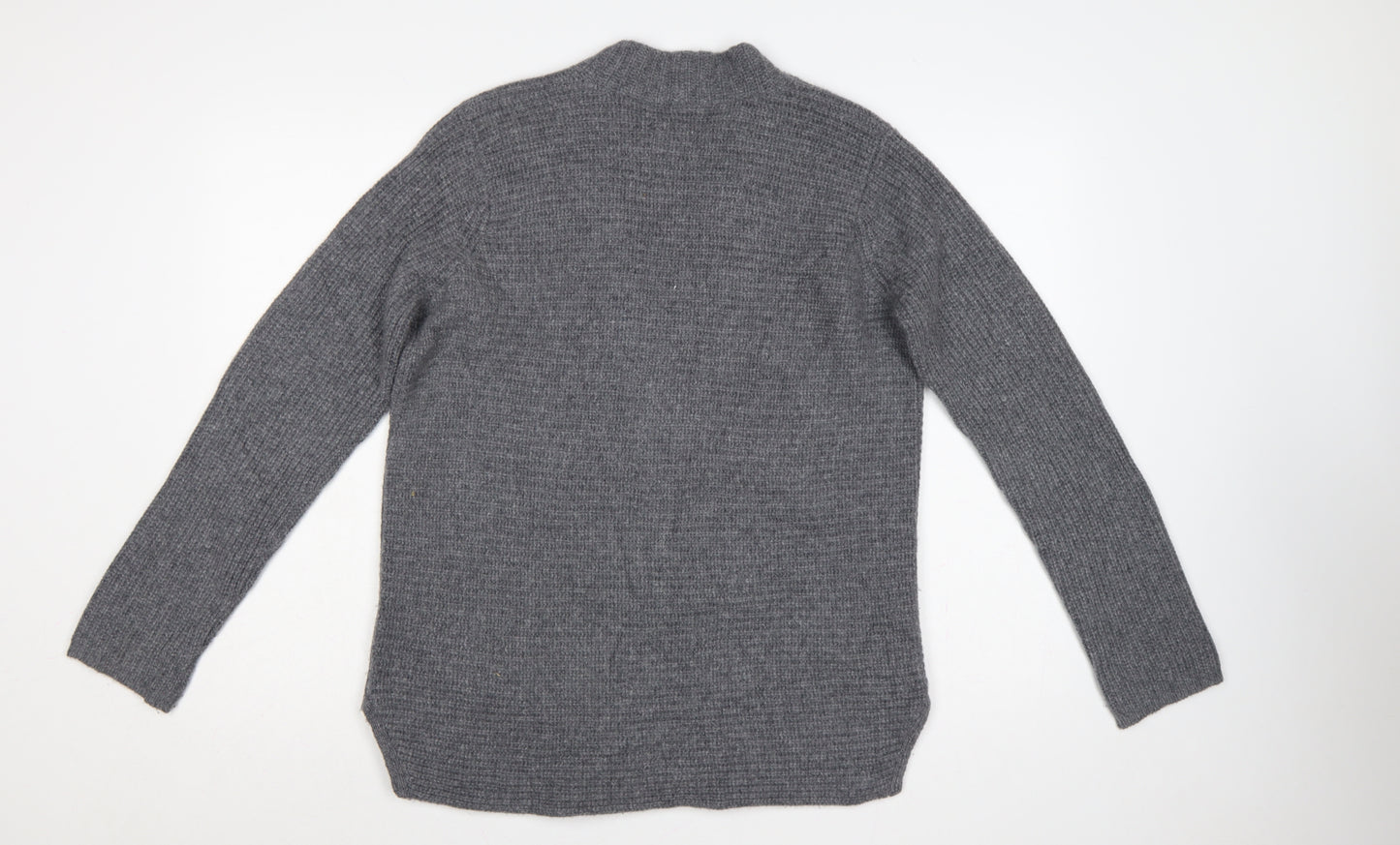 Jigsaw Women’s Grey Cashmere Wool Open Cardigan Size 14 V-Neck Knit