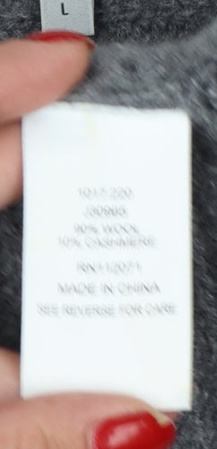 Jigsaw Women’s Grey Cashmere Wool Open Cardigan Size 14 V-Neck Knit