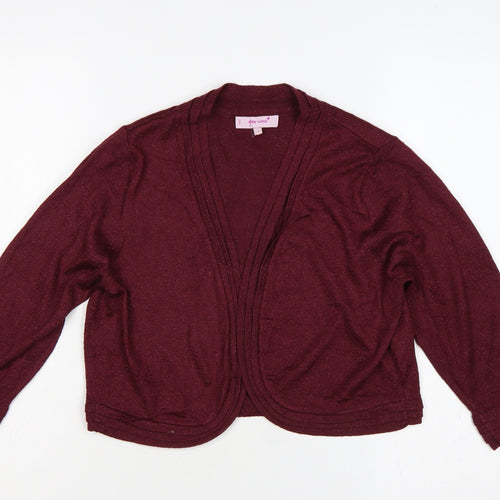 Marks & Spencer Per Una Womens Burgundy Open Knit Cardigan Size 14