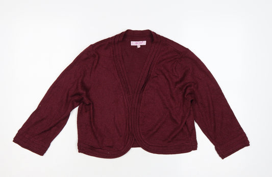 Marks & Spencer Per Una Womens Burgundy Open Knit Cardigan Size 14