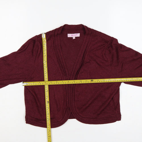 Marks & Spencer Per Una Womens Burgundy Open Knit Cardigan Size 14