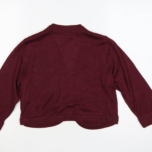 Marks & Spencer Per Una Womens Burgundy Open Knit Cardigan Size 14