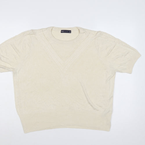 Marks & Spencer Women Ivory Size 22 Cable Knit Short Sleeve Jumper