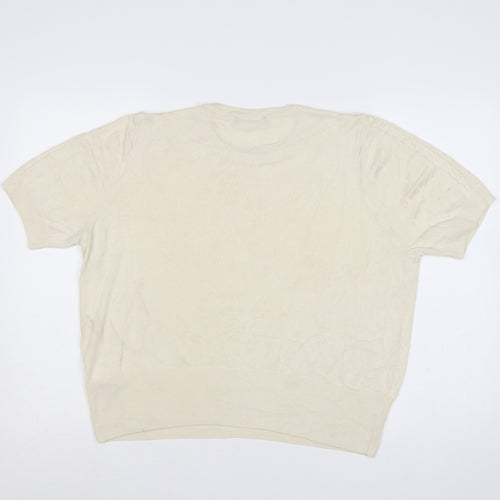 Marks & Spencer Women Ivory Size 22 Cable Knit Short Sleeve Jumper