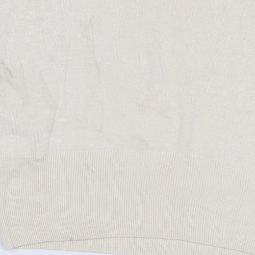 Marks & Spencer Women Ivory Size 22 Cable Knit Short Sleeve Jumper