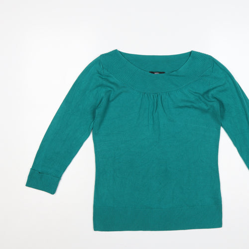Marks & Spencer Women Green Size 8 Scoop Neck Knit Jumper