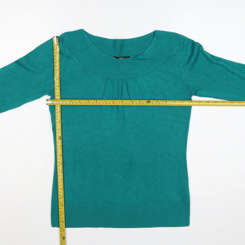 Marks & Spencer Women Green Size 8 Scoop Neck Knit Jumper