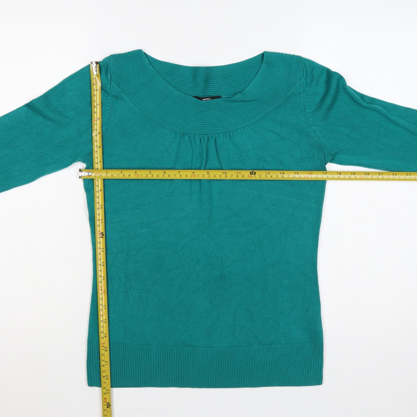 Marks & Spencer Women Green Size 8 Scoop Neck Knit Jumper