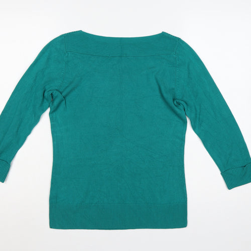 Marks & Spencer Women Green Size 8 Scoop Neck Knit Jumper