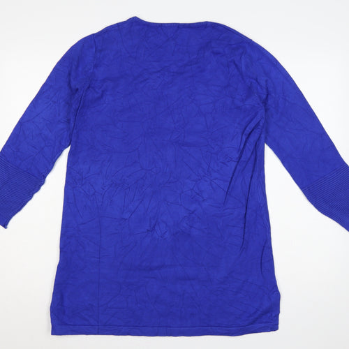 Michelle Hope Women Blue Size 14/16 V-Neck Pocket Knit Tunic Jumper